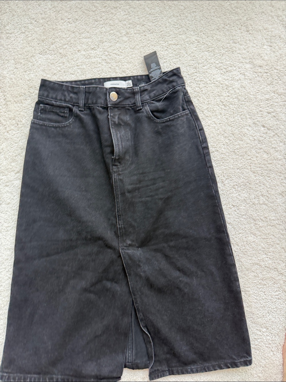 Coach Black Midi Denim Skirt